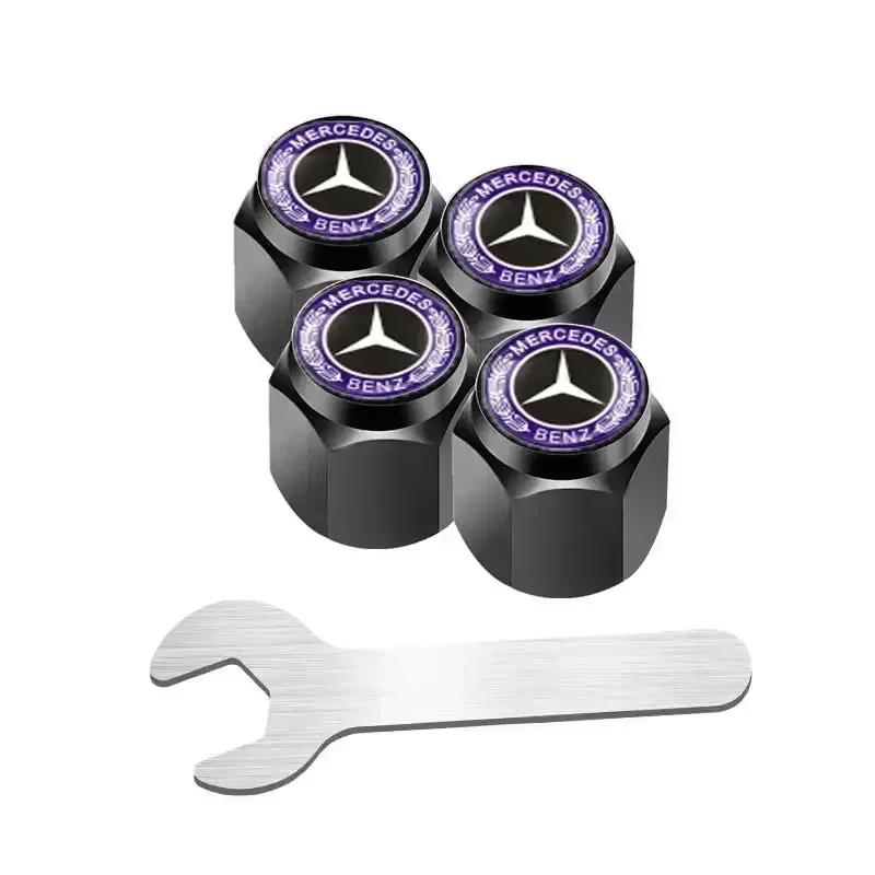 C200 E200 New 2025 For Mercedes Benz 4pcs Alloy Car Wheel Stem Air Valve Cap Tire Dust Cover Accessory For Mercedes Benz W222 W2