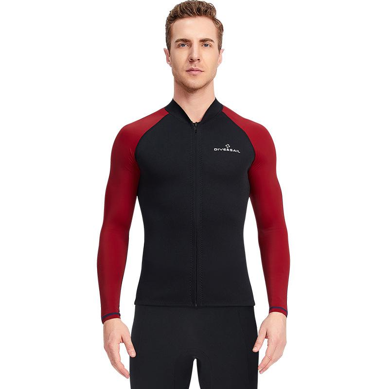 1.5mm Men Women Neoprene Wetsuits Long Sleeve Jacket Front Zip Sports for Scuba Diving Surf Swim Tops