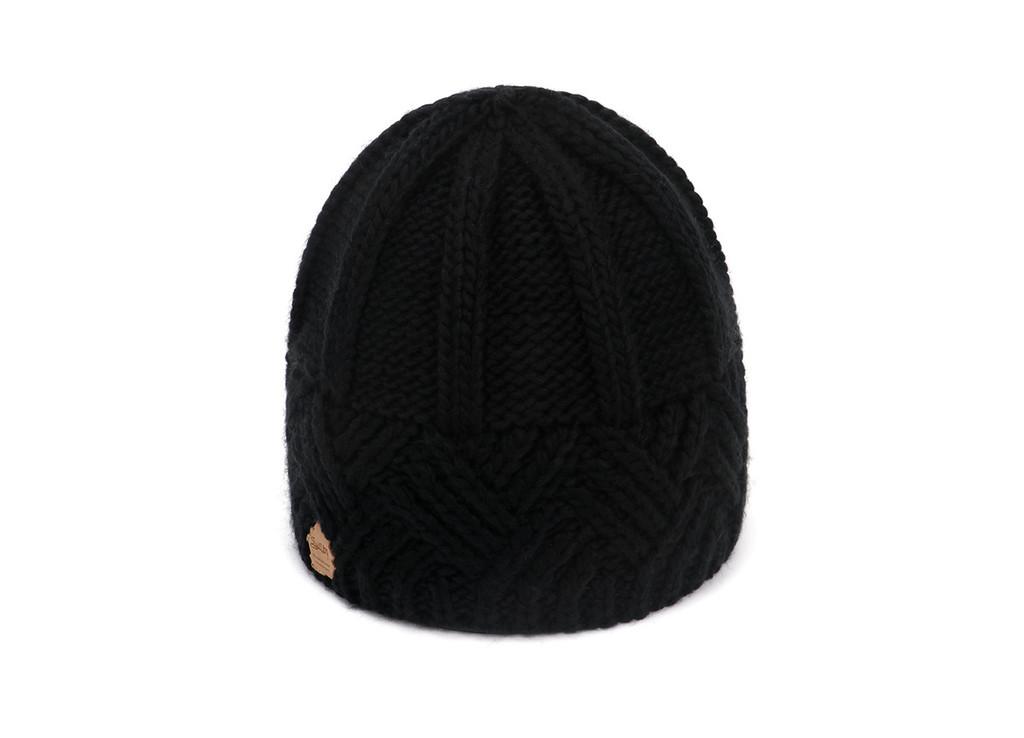 Retro Style Wool Beanie Hat For Adults Featuring Thick Needle Knit And Windproof Functionality BlackCross