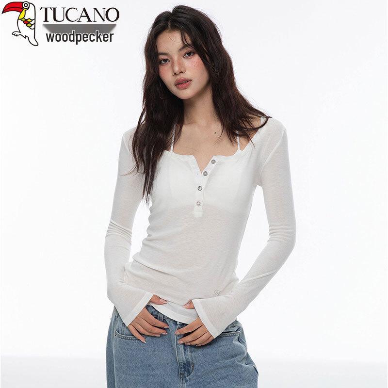 Woodpecker Women's Lyocell Henley U-Neck Long-Sleeve T-Shirt
