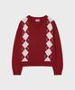 SINOON Sn Twin Argyle V-Neck Knit (Red)