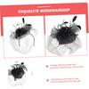 Decorative Hat with Floral Accent and Mesh for Women, Black Cocktail Tea Party Headpiece Hair Clip, Wedding Special Occasion Accessory