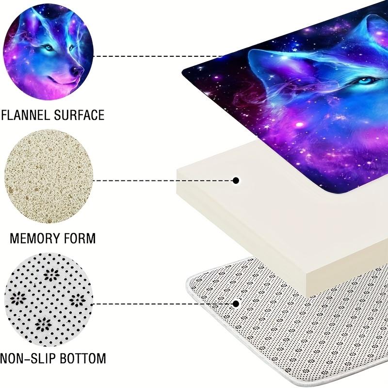 4Pcs Starry Wolf Pattern Shower Curtain Set with Non-Slip Bath Mat, Toilet Lid Cover, Contour Rug & 12 Hooks, Bathroom Decor