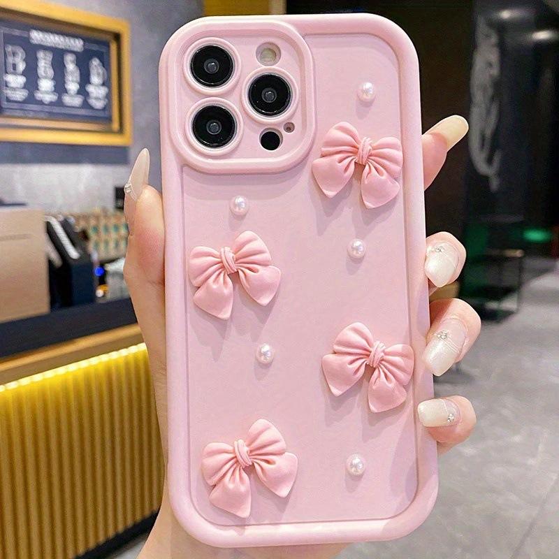 Applicable to iPhone16Promax mobile phone case all-inclusive pearl bow 15 Apple 14 anti-drop cover 1312 creative