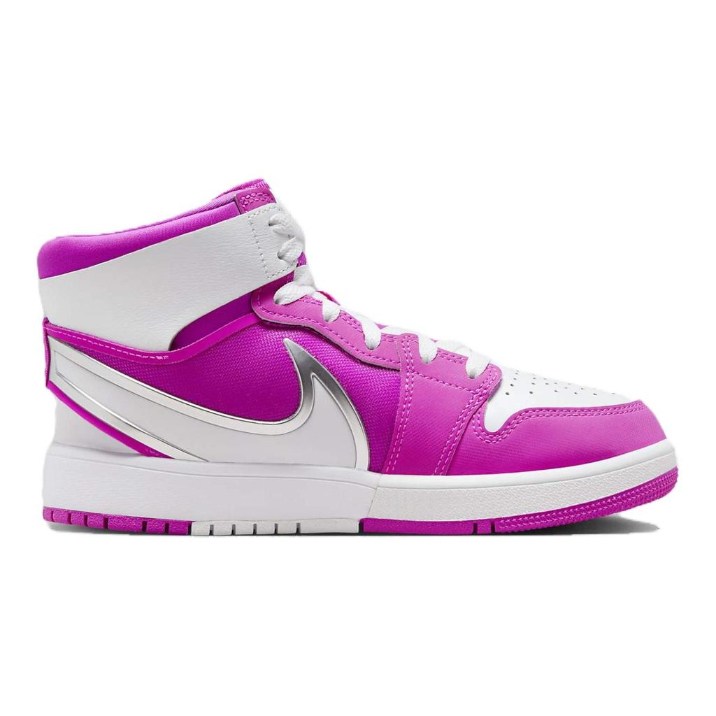 Jordan Air 1 Pohodlné Všestranné Protiskluzové Odolné proti opotřebení Středně vysoké Dětské basketbalové boty Dětské tenisky Růžové Bílé FQ1281-601