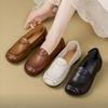 Autumn New Beef Tendon Soft Leather Soft Sole Shallow Mouth Single Shoes Comfortable Leather Shoes