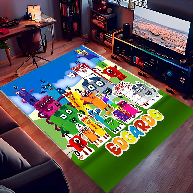 Tappeto Personalizzato con Stampa Numberblocks - Morbido, Lavabile, Antiscivolo, per Interni, Soggiorno, Casa e Ufficio, Tappeto Decorativo