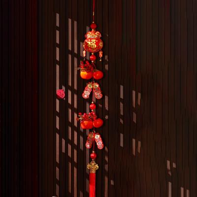 Chinese Style New Years Decoration Traditional Red Spring Festival Door Decoration Blessing Persimmon New Year Hanging Ornaments