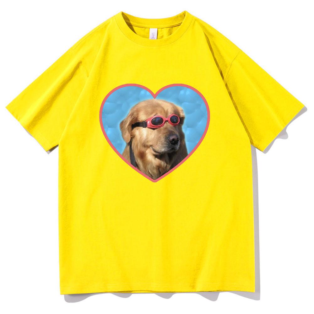 Doggo Golden Retriever Love Sunglasses Print Tshirt Swimmer Dog Graphic Tshirts Funny Unisex Women Fashion Casual T Shirt Unisex