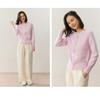 Women's Autumn Cashmere Round Neck Lace Knit Cardigan Sweater - Korean Style, Solid Color, Outerwear Option