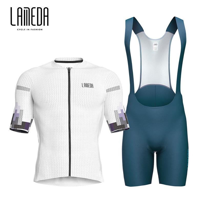 2026 Lameda Cycling Clothes Summer Men's Short Sleeved Fast Drying Breathable Cycling Jersey Cycling Shorts Strap Set for Men