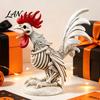 Spooky Gothic Home Ornament Halloween Skeleton Rooster, Lifelike Chicken Decoration, Animal Festival Gift for Collectors Bone Statue Desktop