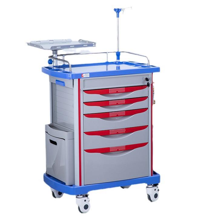 ABS Anesthesia & Infusion Multifunctional Rescue Trolley with Single/Double Door and Five Drawers
