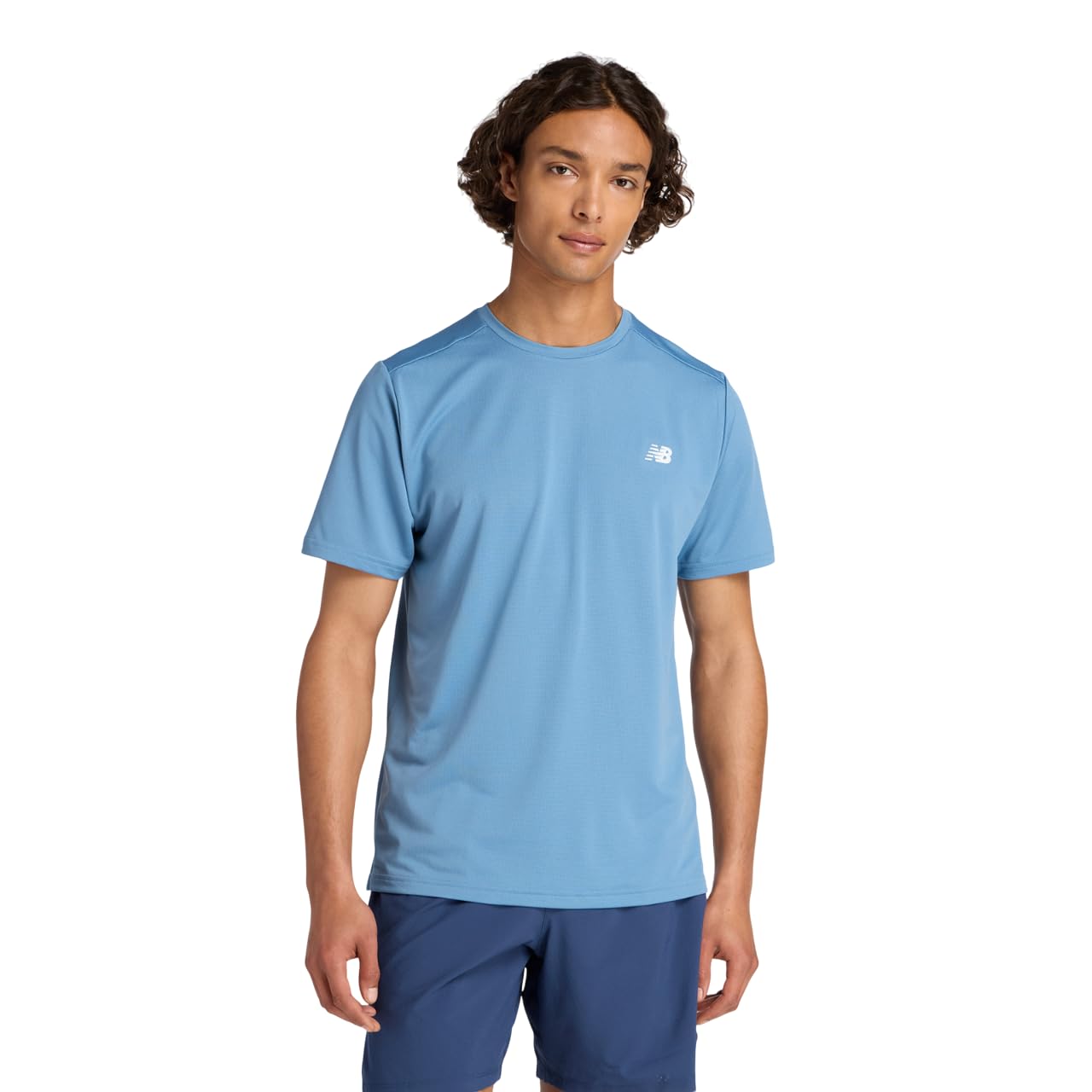 

New Balance Men s Sport Short Sleeve T-Shirt, Moisture-Wicking, Quick-Drying Functional T-Shirt (MT51801), SRU (Shoreline Blue), Size M