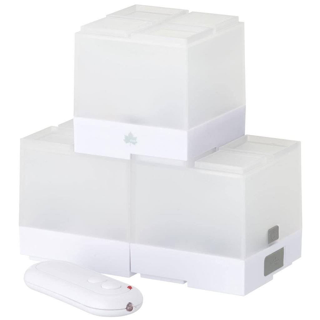 LOGOS Battery-Operated Remote Control Block Light - BA (3 Pieces) 74175030 White (approx.) 8cm W X 8cm D X 8cm H (1 Piece)