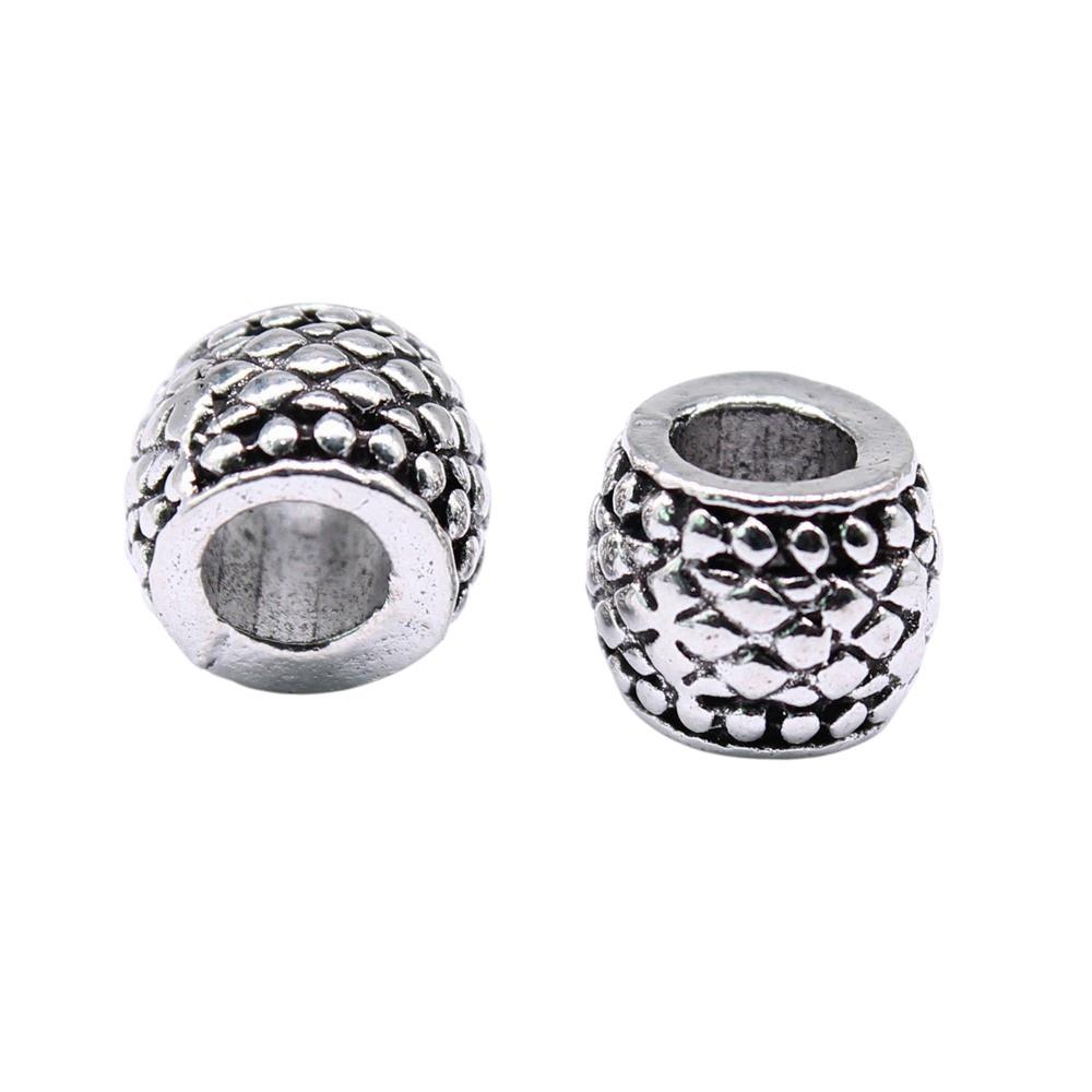 Vintage Floral Pattern Cylinder Beads Antique Style Large Hole Spacers For DIY