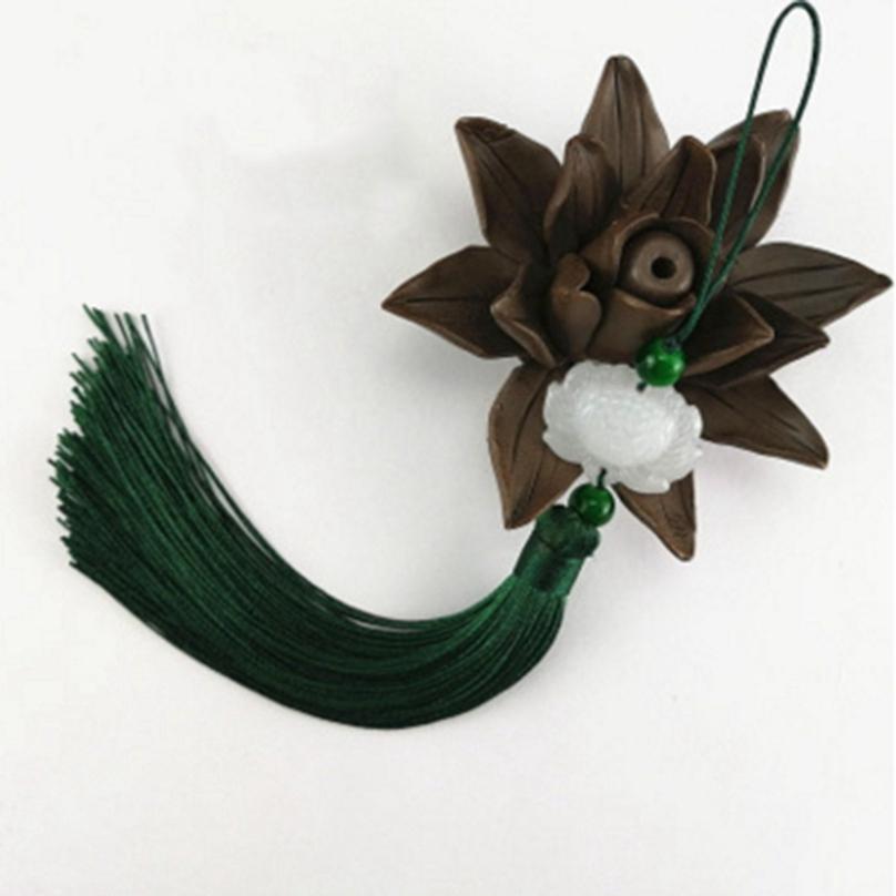 White Jade Lotus DIY Jewelry Curtain Clothes Decorative Accessories Key Car Bag Hanger Craft Tassels