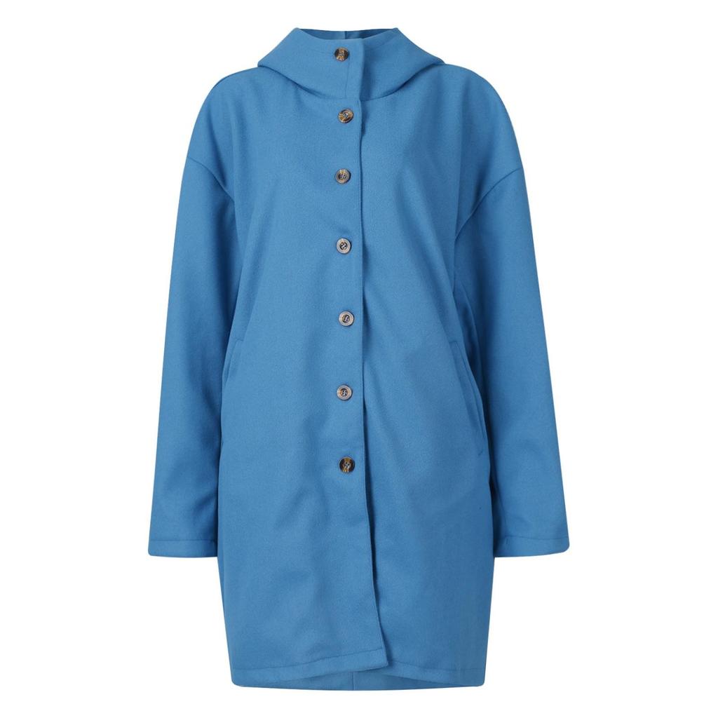 Giacca Colorata da Donna Casual Vestibilità Larga Cappotti con Bottoni Manica Lunga Capospalla con Tasca, Soprabito con Cappuccio