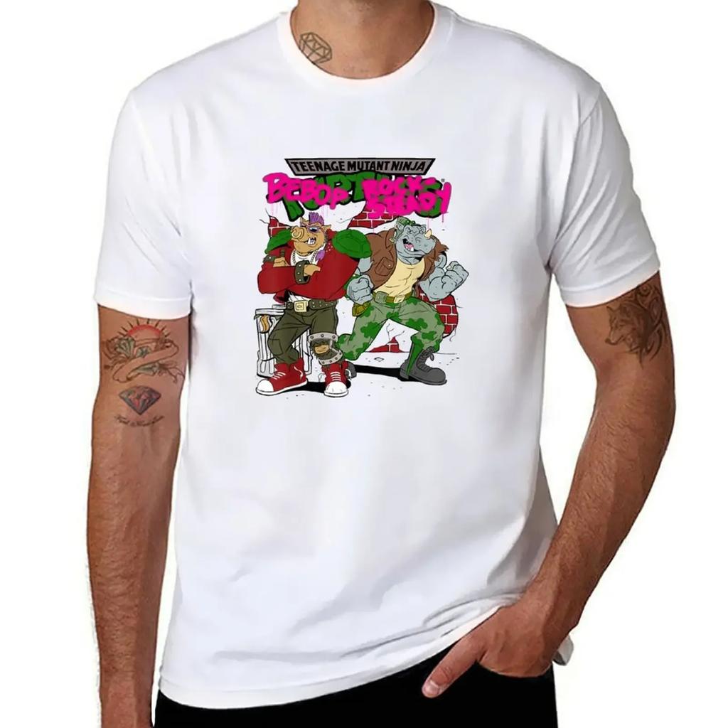 Bebop und Rocksteady Graffiti T-Shirt oversized süße Oberteile schlichte weiße T-Shirts Herren 2025 neues Modell