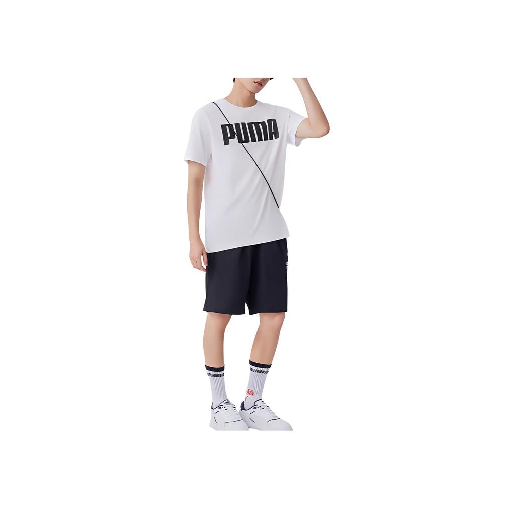 Puma Letter Round Neck Breathable Comfortable Casual Sports Short Sleeve T-Shirt Men T-Shirts White 671259-02