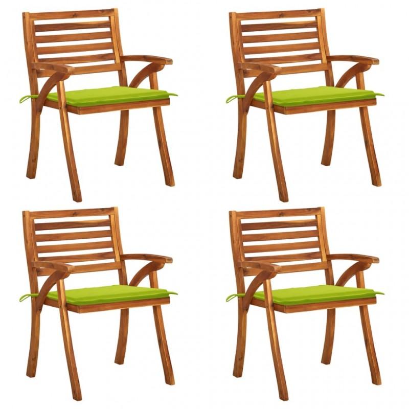 Day and Night - Day and Night Garden Chairs with Cushions 4 Units Solid Acacia Wood