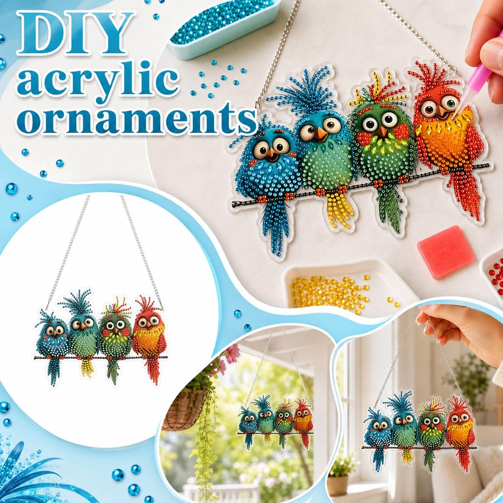 Bird Ornament Keychain, Cute Hanging Charm Kit