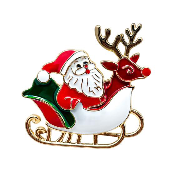 Zinc Alloy Santa Claus Brooch Enamel Cartoon Father Christmas Pin Sweater Coat Backpack Decoration Clothing Accessories Festival Holiday Gift