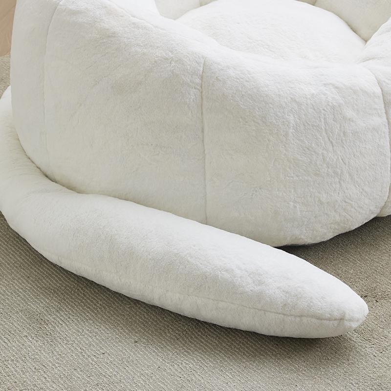 Cat-shaped Beanbag Sofa with Long Tai for Adults, No Installation. Suitable for Living Room, Bedroom, Etc. Relax and Enjoy Life, White