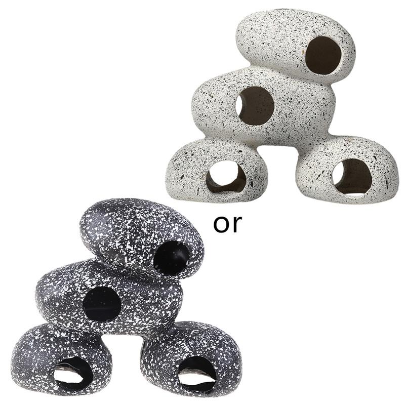 Aquarium Rock Cave Fish Tank Pond Hideaway for Shrimp Cichlid Hiding Breeding Spawning Hideout Decor Fish Tank Stone Ornament