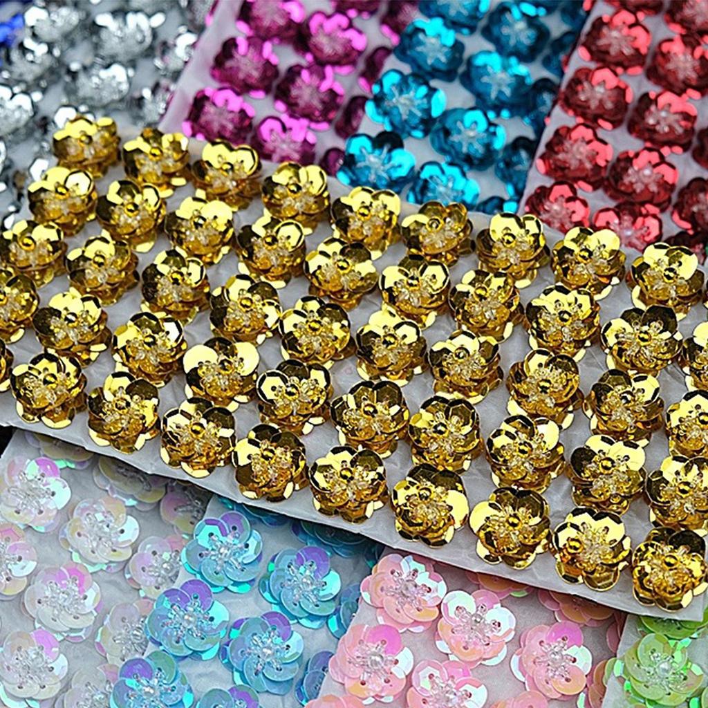 100 יחידות פרחי פאייטים 2 ס"מ תפירה בעבודת יד טלאים גב שטוח עשה זאת בעצמך מלאכות חתונה נעליים תיק