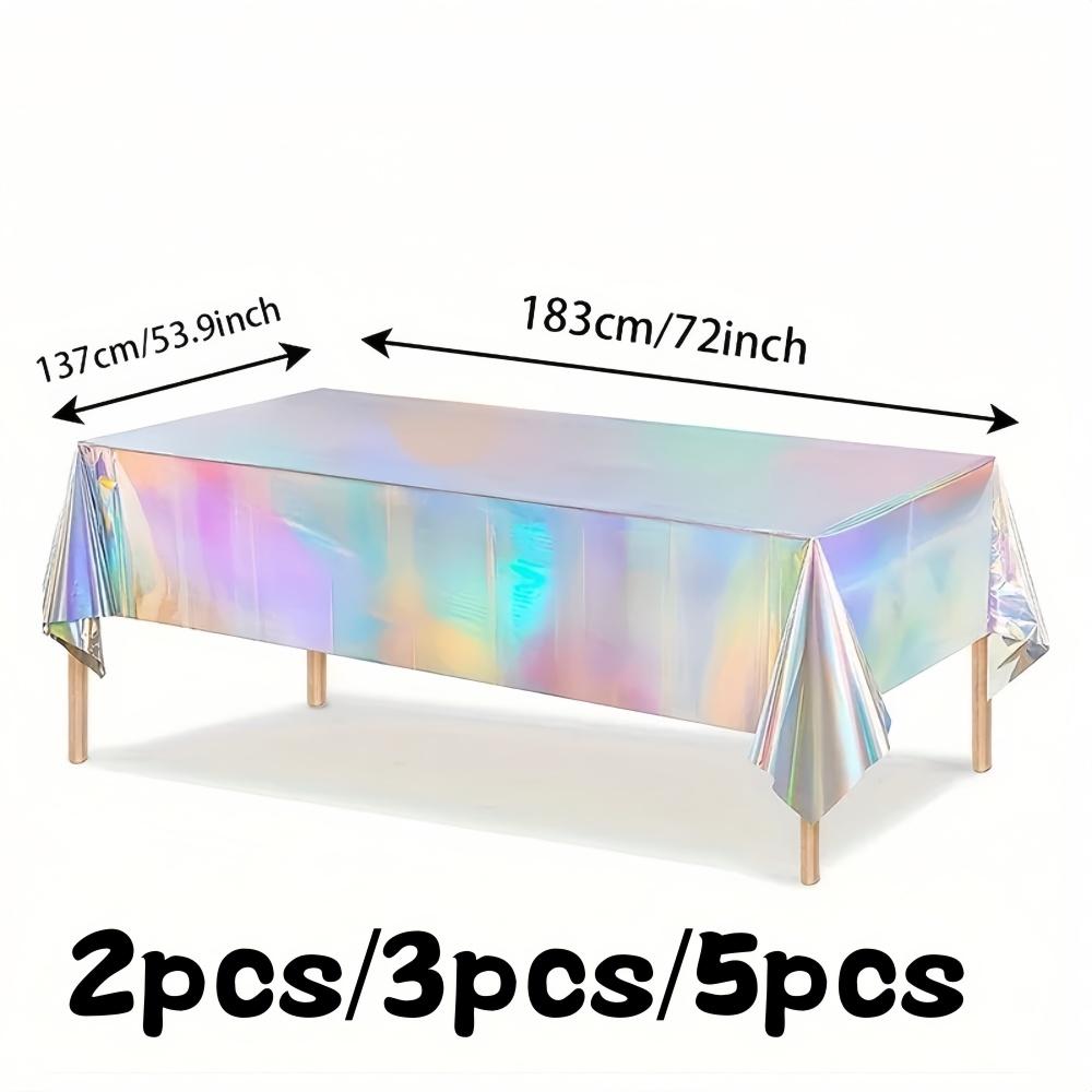 2/3/5pcs Disposable Tablecloth Metal Aluminum Film Party Decorative Tablecloth Waterproof Tablecloth Wedding Birthday Holiday