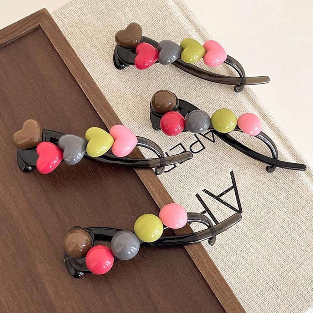 New Twist Hair Clips Plastic Round Love Heart Beaded Hairpin for Women Long Hair Holder Barrette Twisted Women Hair Accessories