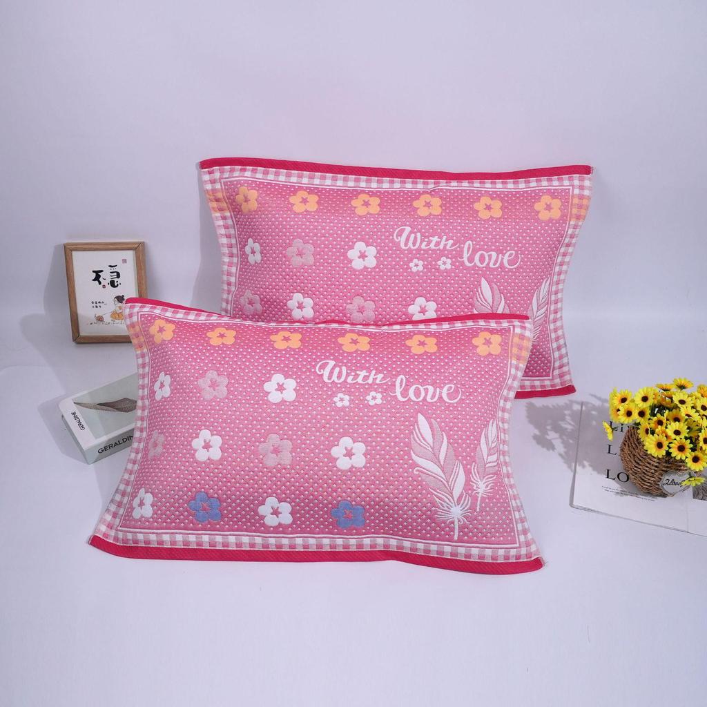 Comfortable Cotton Gauze Jacquard Oversized Pillowcase for Adults - Universal Sweat-Absorbent Cover for Single Room Dorms