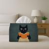 2D Flat 1pc Tissue Box, Black Cat And Reading Book, Modern Minimalist Artistic Multifunctional Napkin Dispenser for Home, Party, Car Decor - Decorativ