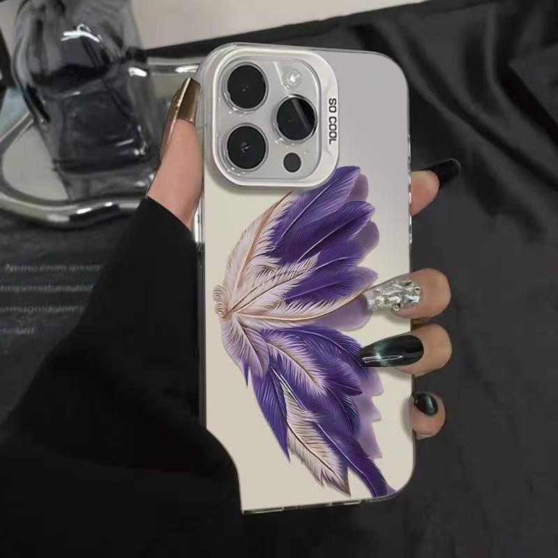 The new feather is suitable for iphone17 mobile phone case Apple 16promax/15 anti-drop 14pro13/12.