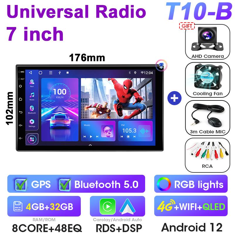Universal 7 9 Inch Car Radio 2 Din Android 12 Wireless CarPlay Auto Intelligent Systems Smart Autoradio For Nissan Toyota Kia