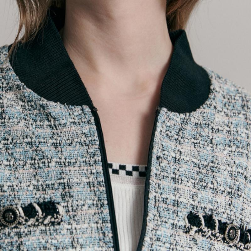 Maxza Glitter Boucle Tweed Blouson Jumper Zc04qj601on