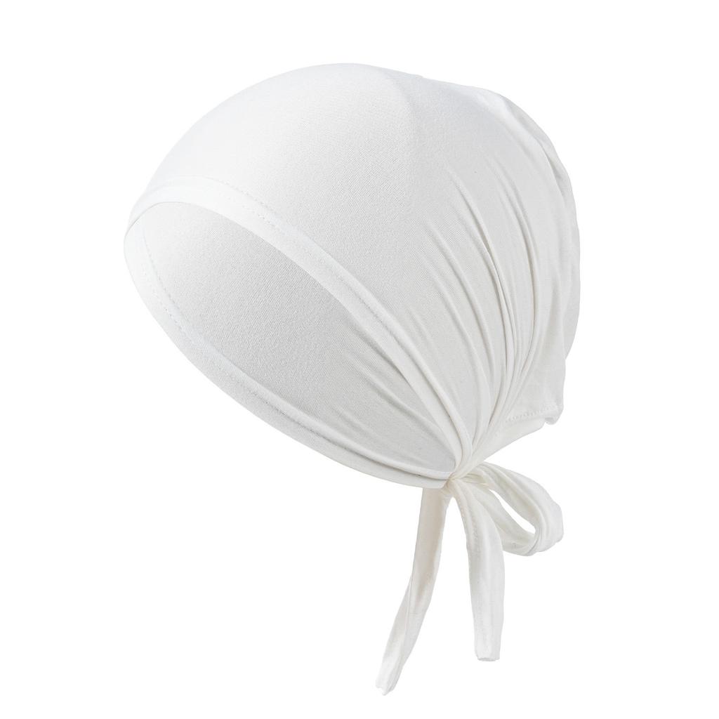 Berretto Sottoscarf Interno con Laccetti in Jersey di Modal di Alta Qualità per Donne Musulmane, Colore Unito, Sottoscarf, Turban Elasticizzato Islamico, Copricapo