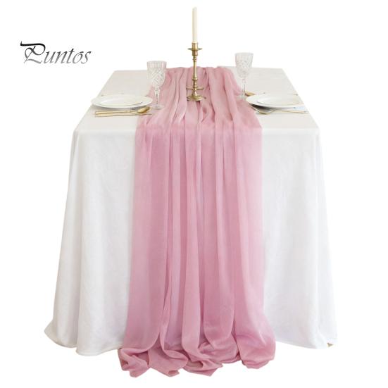 Heat Resistant Table Runner Sheer Flowing Runner, Chiffon Wedding Elegant Solid Color Durable for Dining Home Bridal Shower Party Decor Decorative