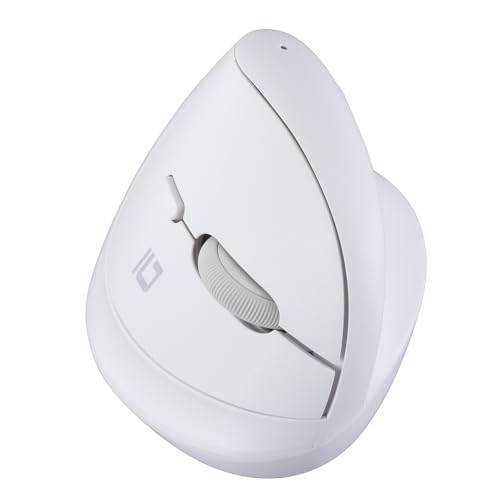 Digio2 Mini Ergonomic Wireless Mouse, Quiet, 5 Buttons, Blue LED, White