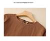 2025 Summer Literary Loose Cotton Linen Dress - Women's Solid Color, Round Neck, Short Sleeve, Mid-Length