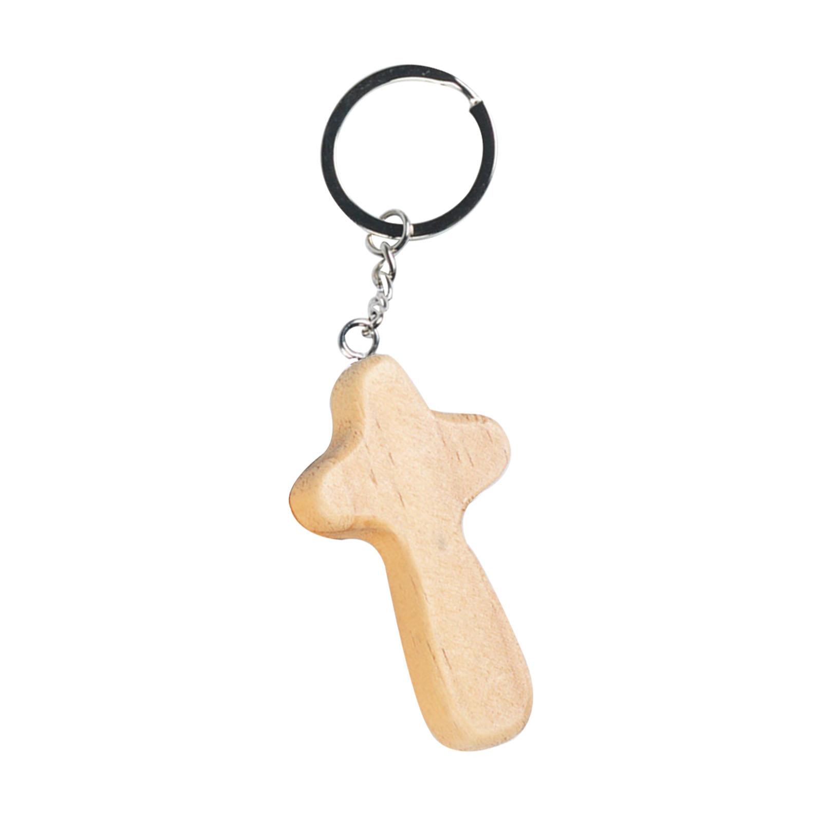 

Wooden Comfort Cross Keyring Bag Decoration Charm Car Keys Holder Handmade Pendant Keychain Christian Religious Gift 1 цвет старого дерева