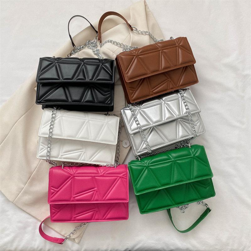 This Year's Popular New Foreign-style Casual Bag Plaid Chain Shoulder Messenger Bag 2025 Summer Small Square Bag Texture Tide