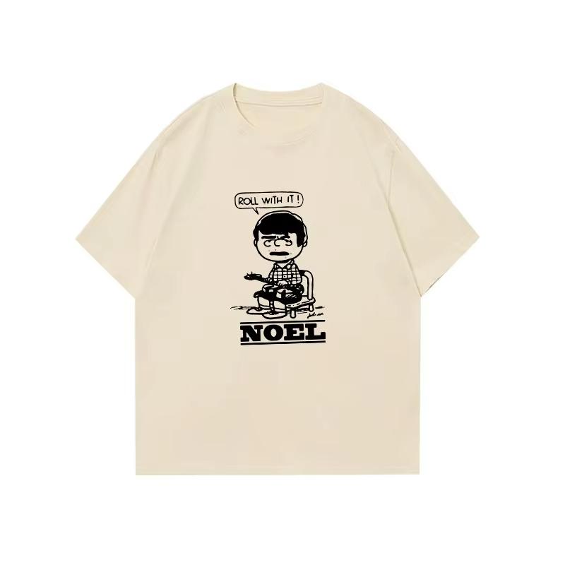 

2025 Новая футболка с графическим принтом британской рок-группы Snoopy Oasis, мужская и женская футболка с коротким рукавом, летняя одежда высокого качества 4XL