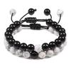Conjunto de Pulseras Cruzadas Nudo Ruyi: Pulseras de Cuerda Tejidas a Mano con Chapado de Aleación para Parejas