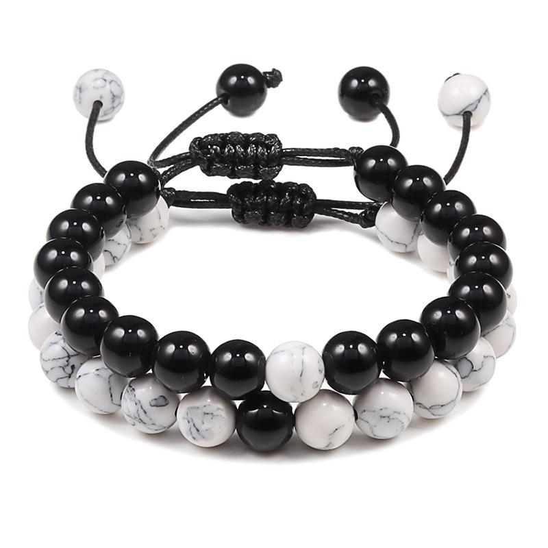 Conjunto de Pulseras Cruzadas Nudo Ruyi: Pulseras de Cuerda Tejidas a Mano con Chapado de Aleación para Parejas
