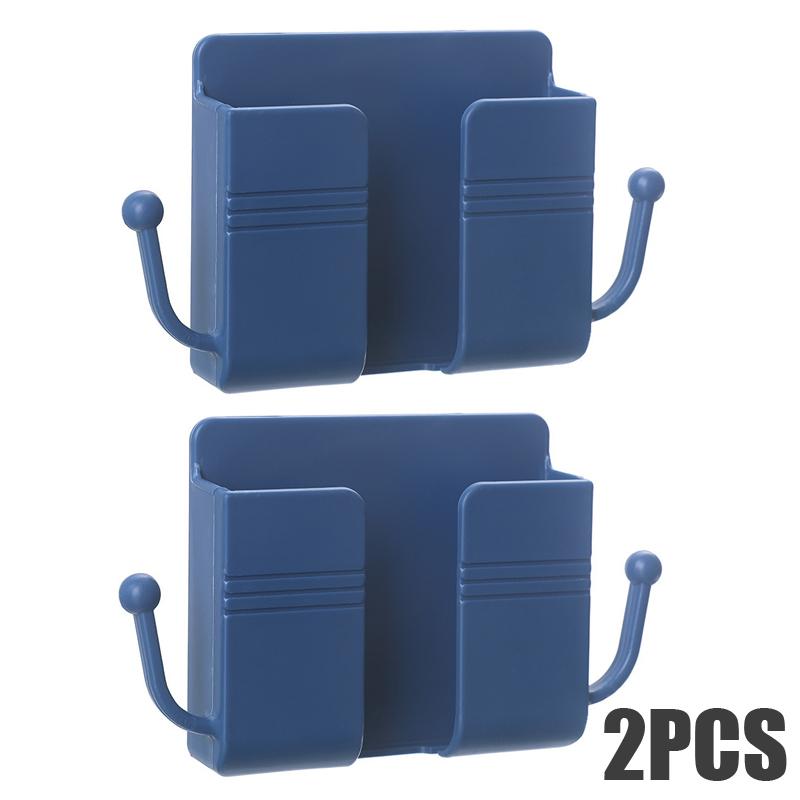 4/2/1pcs Wall Mounted Mobile Phone Holder Multifunction Holder Remote Control Storage Box Charger Hook Cable Charging Dock Stand