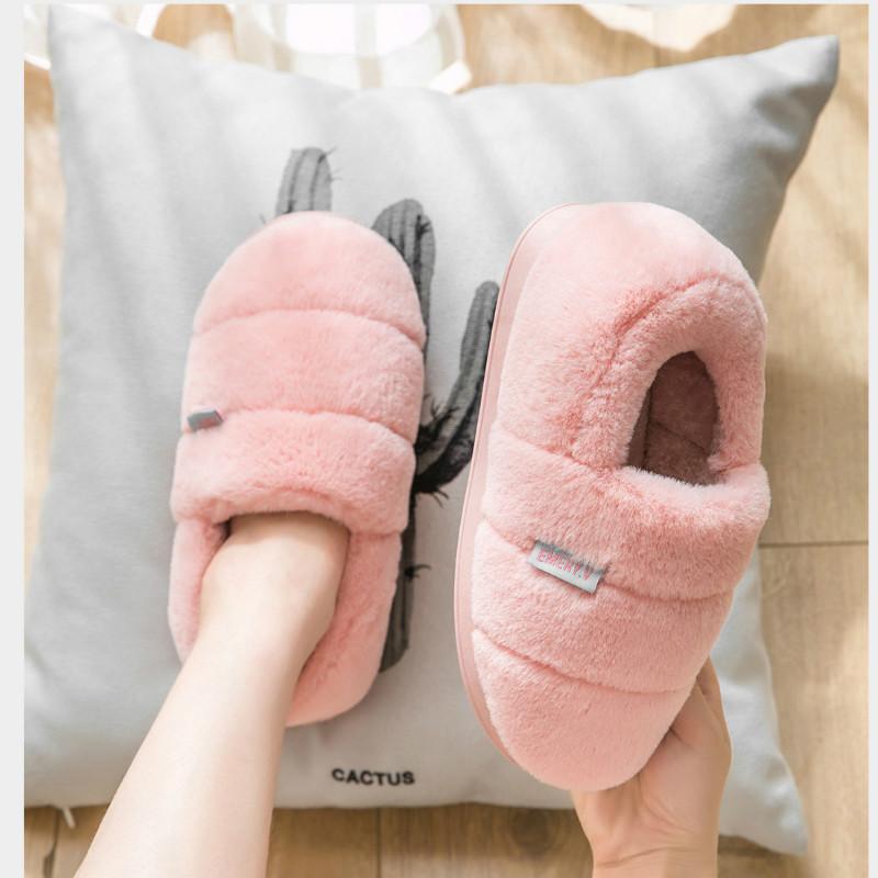 Women Plush Slipper Autumn And Winter Cotton Slides Home Thick Soles Antiskid Shoes Female Household Soft Warm Slipper Shoes