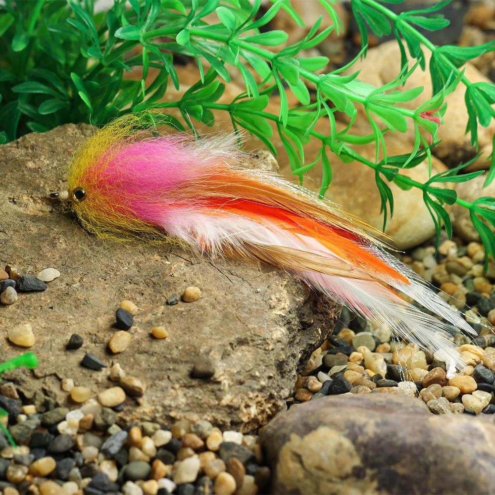 1/ 2PZ Misura 1/0 Occhi di Pesce 3D Mosca Streamer Pesca in Acqua Salata Salmone Luccio Trota Iridea Muschio Lure per Pesca a Mosca