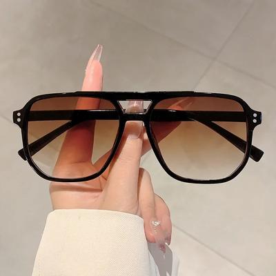 Vintage Double Bridges Men Square Sunglasses Fashion Clear Ocean Lens Sun Glasses  Women Trending Shades Eyewear UV400